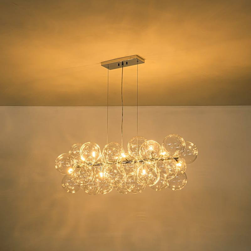 Modern 42" Large Glass Sputnik Bubble Chandelier Cluster Smoked Linear Chandelier