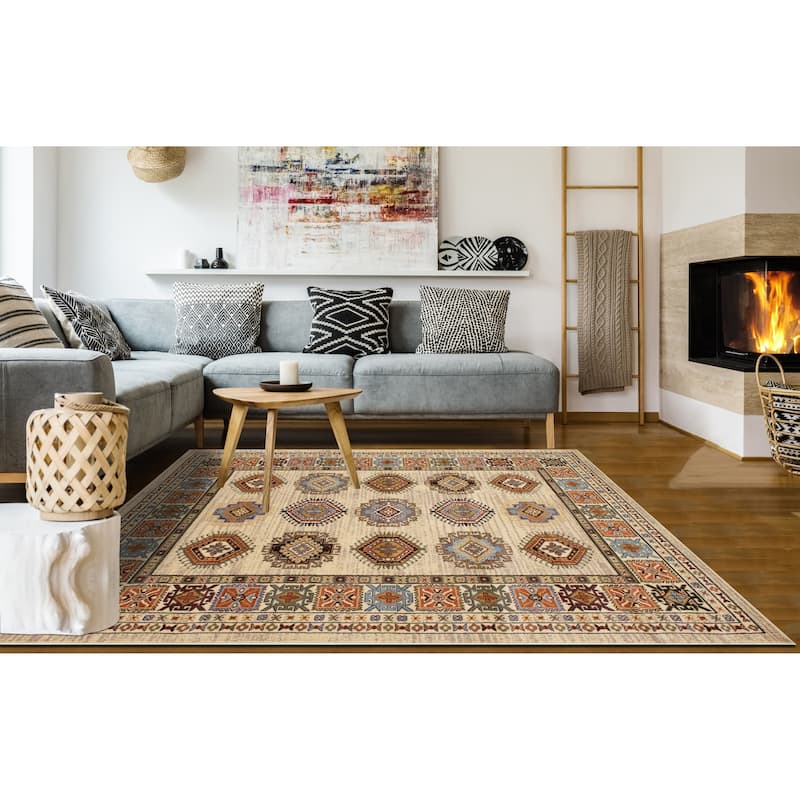 Noori Rug Karabag Lavon Rug - 4'2" x 6'0" - Gold/Beige