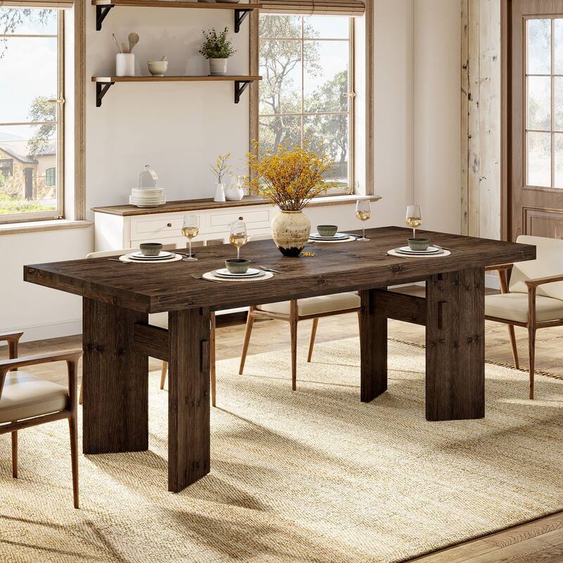 63-Inch Dining Table for 4-6 People, Solid Wood Kitchen Table