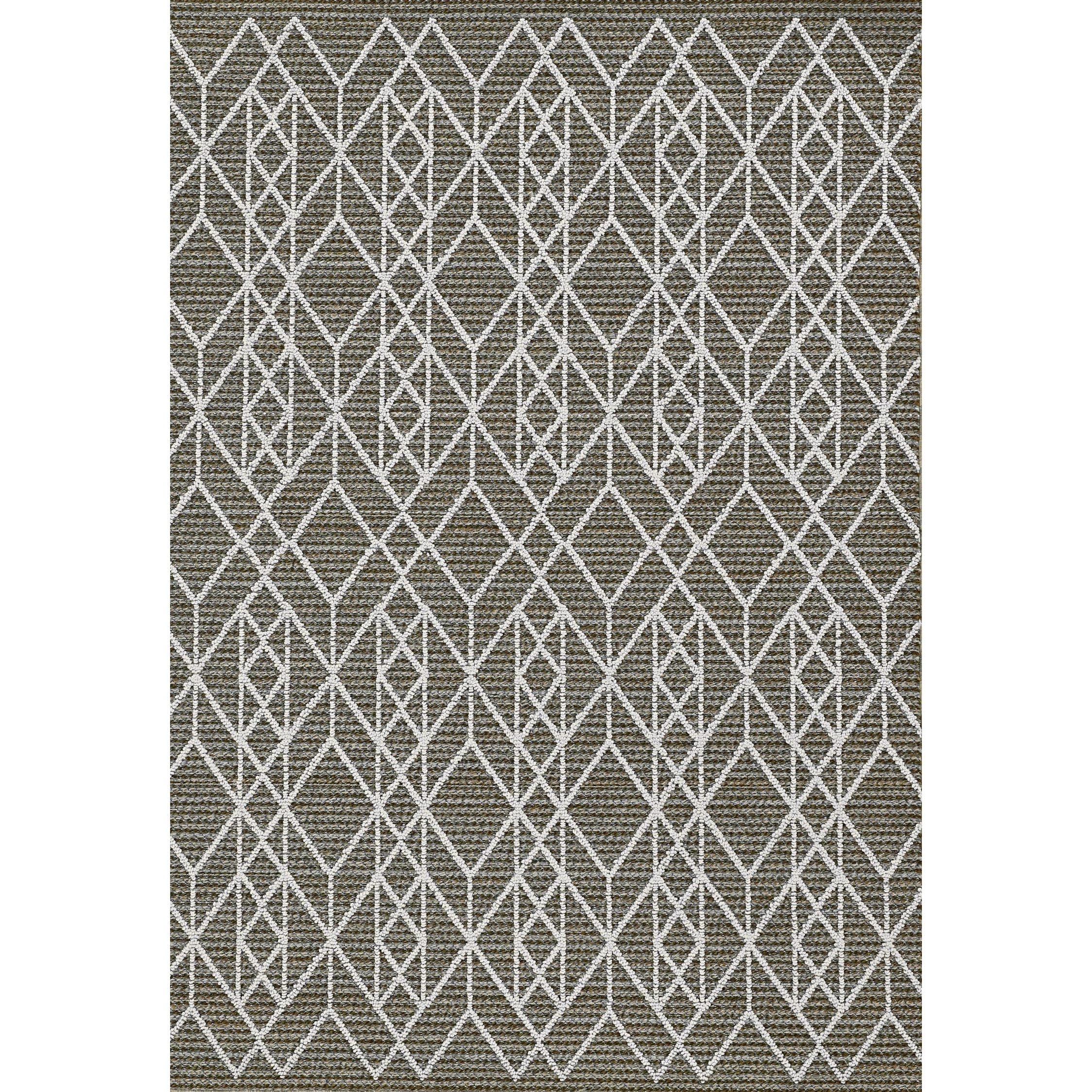 7'X9' Grey Machine Woven Uv Treated Geometric Indoor Outdoor Area Rug
