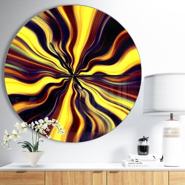 slide 2 of 9, Designart 'Yellow Purple Black Fantasy' Oversized Modern Wall CLock