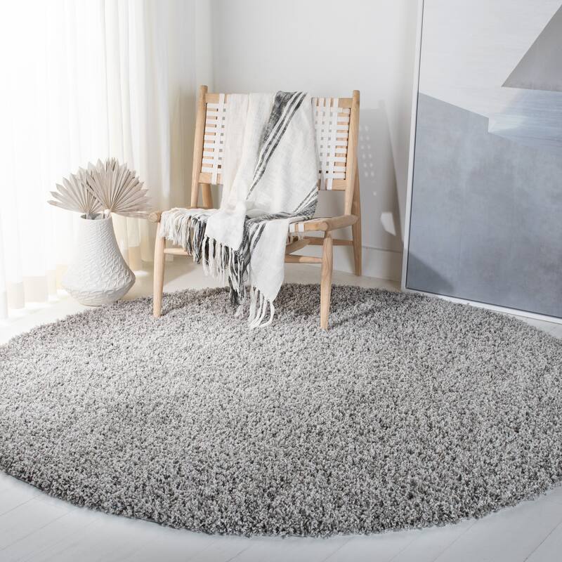 SAFAVIEH Venus Shag Durime 1.75-inch Thick Rug - 2'7" Round - Grey