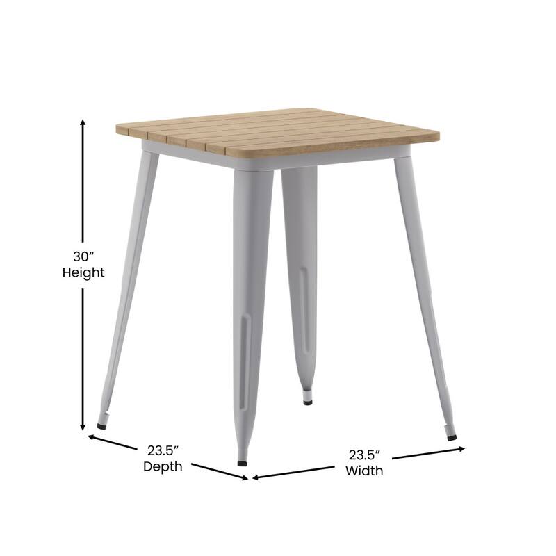 23.75" SQ Commercial Poly Resin Restaurant Table with Steel Frame - 23.5"W x 23.5"D x 30"H