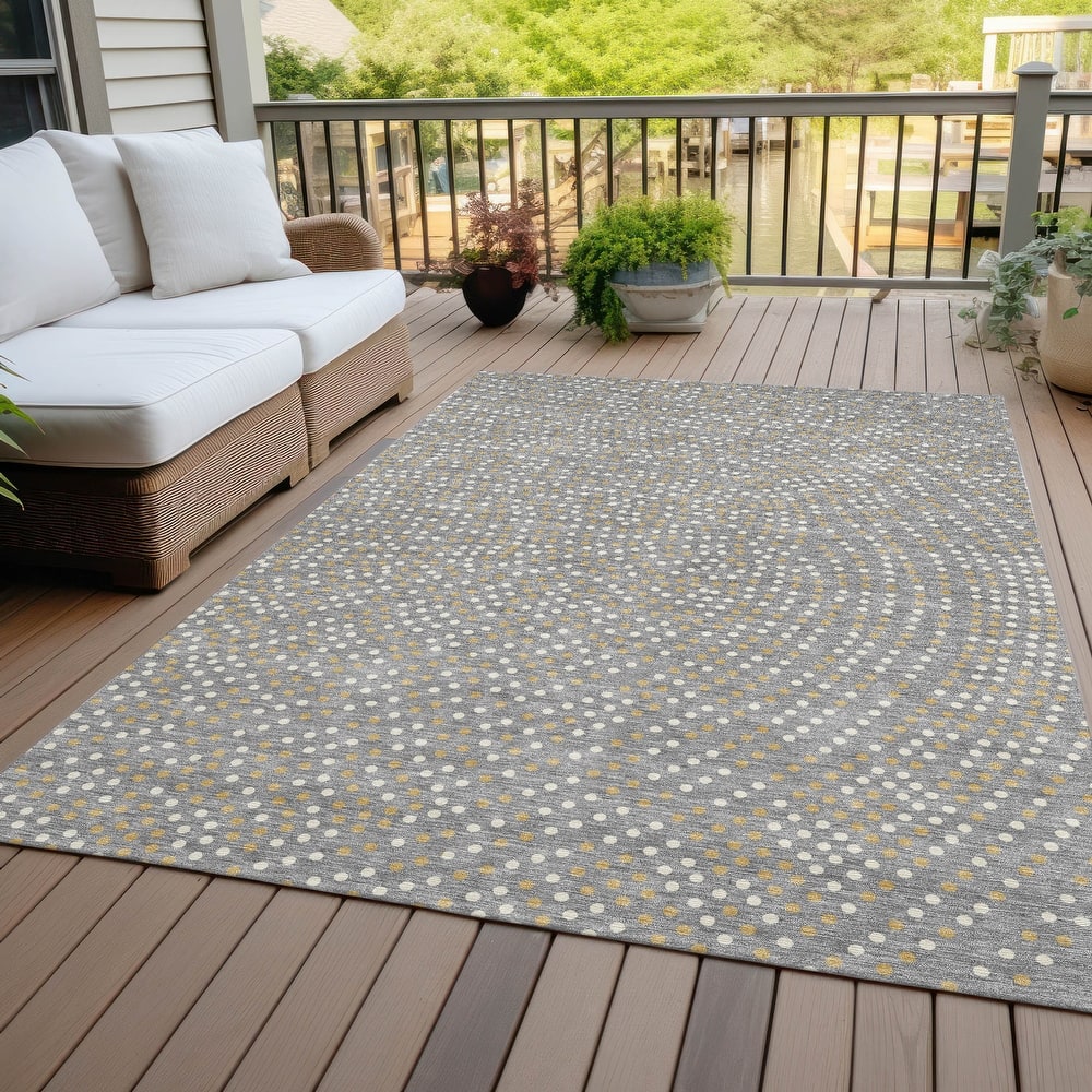 Machine Washable Indoor/ Outdoor Modern Dotty Chantille Rug
