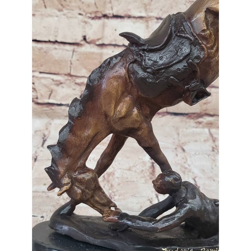 Wicked Pony Frederic Remington Bronze Statue Sculpture Cowboy Thrown From Horse 11 Inches X 11 Inches