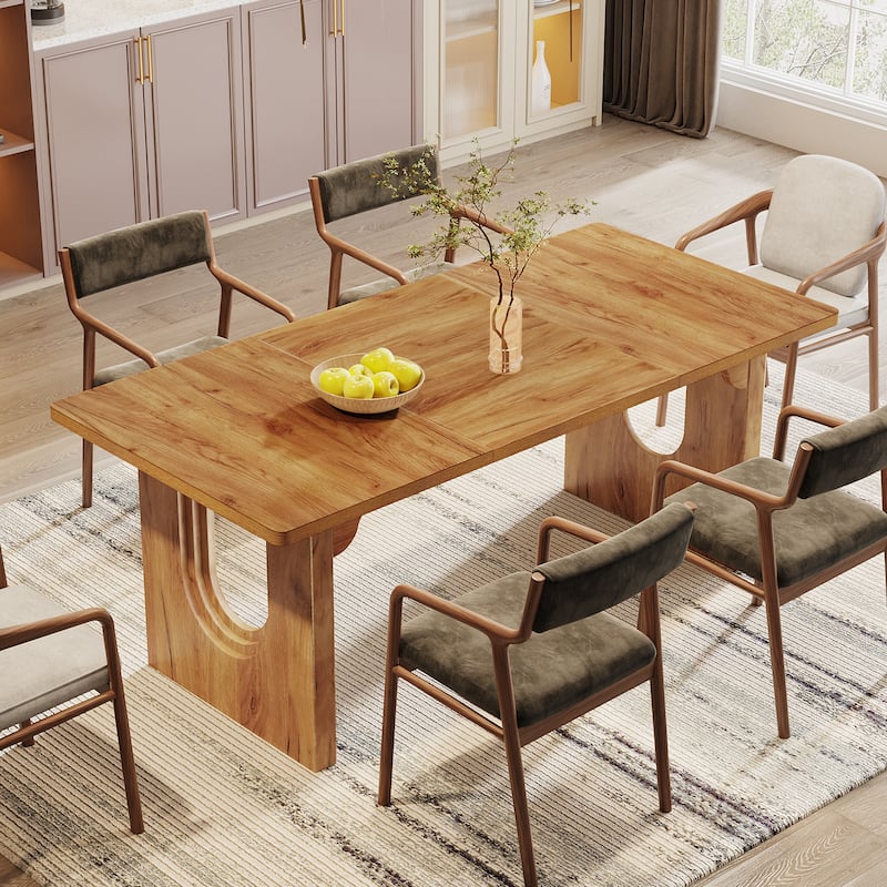 70.89" Rectangle Dining Table for 6-8 People, Modern Simple Wood Kitchen Table
