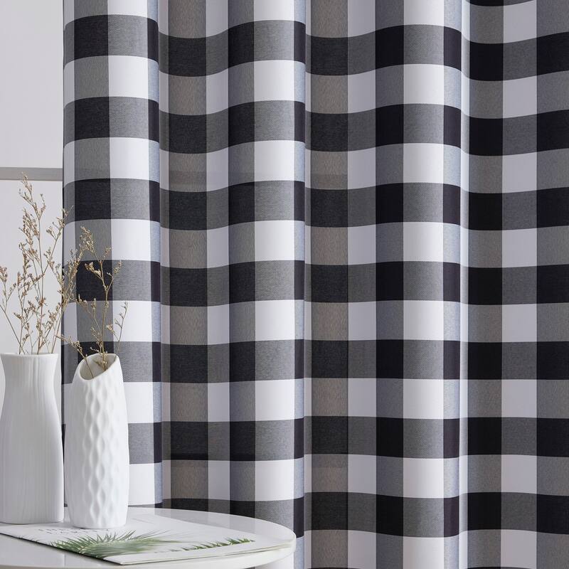 HLC.me Hilltop Buffalo Textured Light Filtering Grommet Lightweight Window Curtains Bedroom & Living Room, 2 Panels