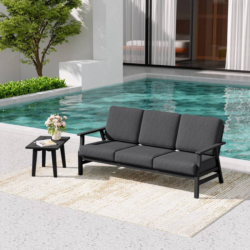 2-Piece Teak Outdoor Sofa Set with Table