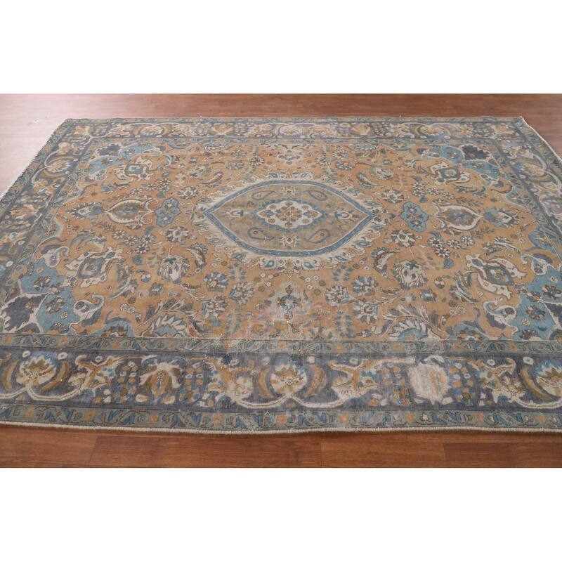 Tabriz Persian Vintage Rug Hand-Knotted Wool Carpet - 6'6"x 9'6"