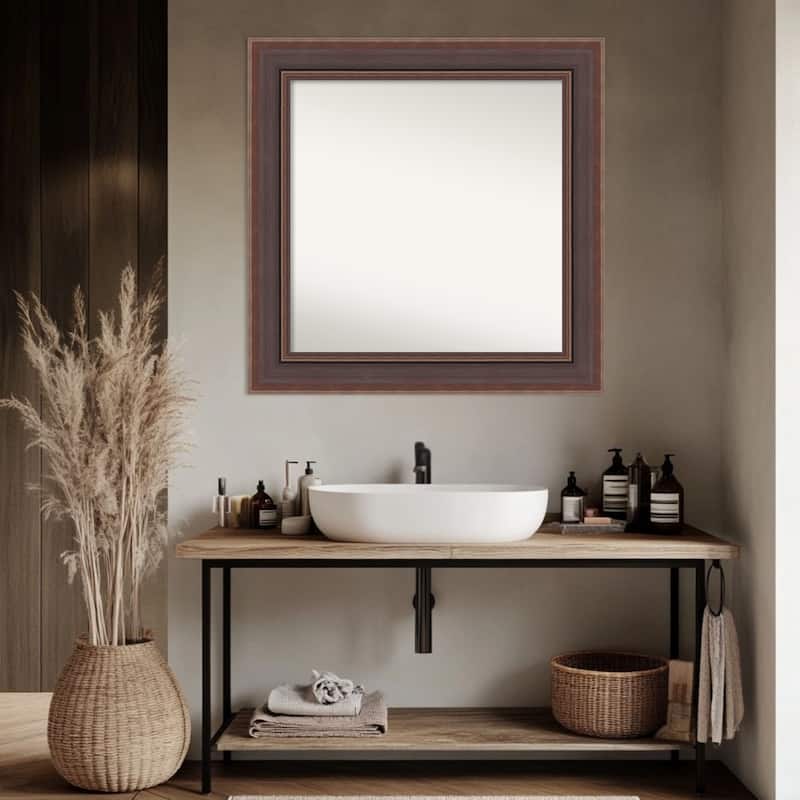 Moab Brown Bronze Non-Beveled Framed Bathroom Vanity Wall Mirror - Moab Brown Bronze