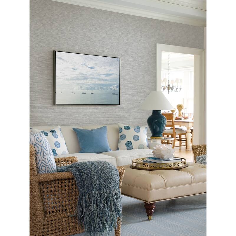 A-Street Prints Tiverton Grey Faux Grasscloth Wallpaper