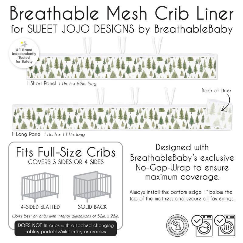 Sweet Jojo Designs + BreathableBaby Breathable Mesh Crib Liner Sage Green Woodland Boy, Girl, Unisex/Gender Neutral