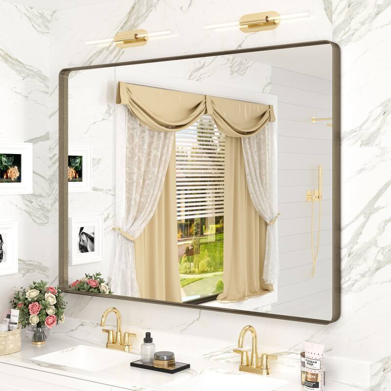 Modern Metal Frame Wall Mounted Bathroom Vanity Mirror - 48x36 - Bronze