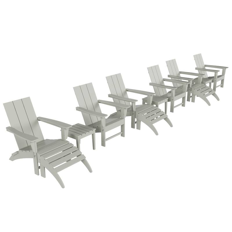 Shoreside Modern 12-Piece Folding Adirondack Chair With Ottoman And Side Table