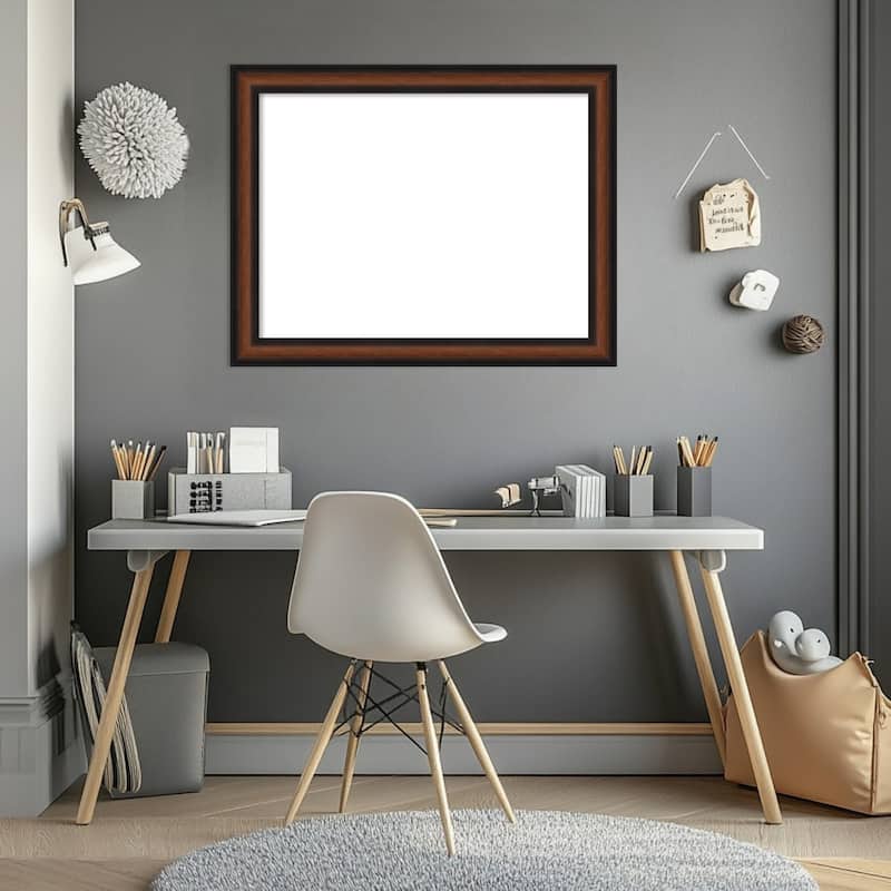 Amanti Art Yale Walnut Framed Dry Erase Magnetic Board