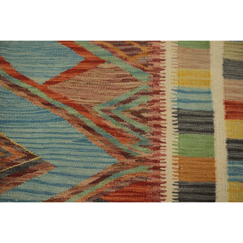 Hand Woven Southwestern Wool Multi-Colored Geometric Area Rug - 5' 11'' X 4' 2''