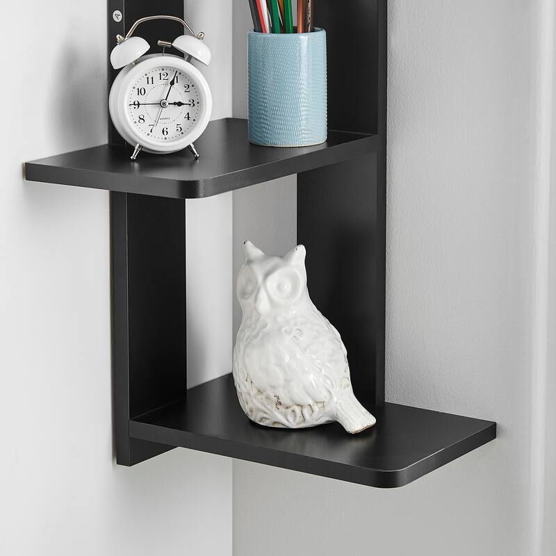 Danya B. Alvar Corner 4-Tier Floating Ledge Column Wall Shelf