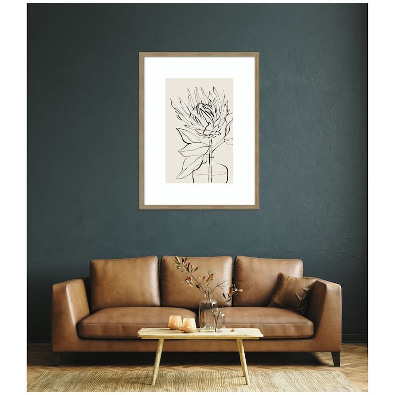 Kate and Laurel SB Protea Sketch No. 1 by Sara Berrenson Framed Wall Art Print