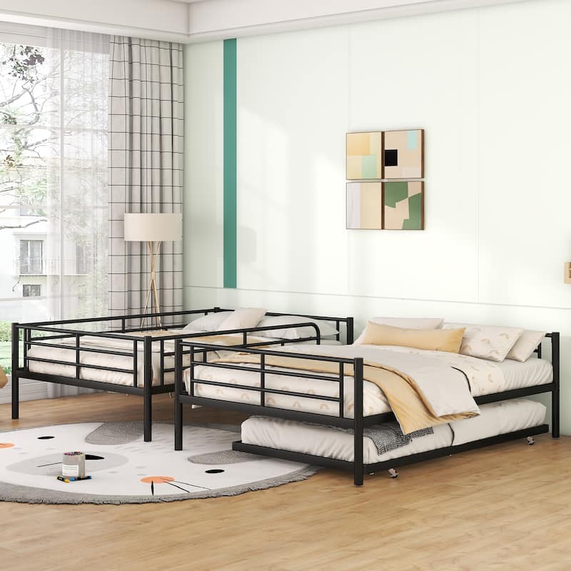 Full Over Full Metal Bunk Bed with Trundle
