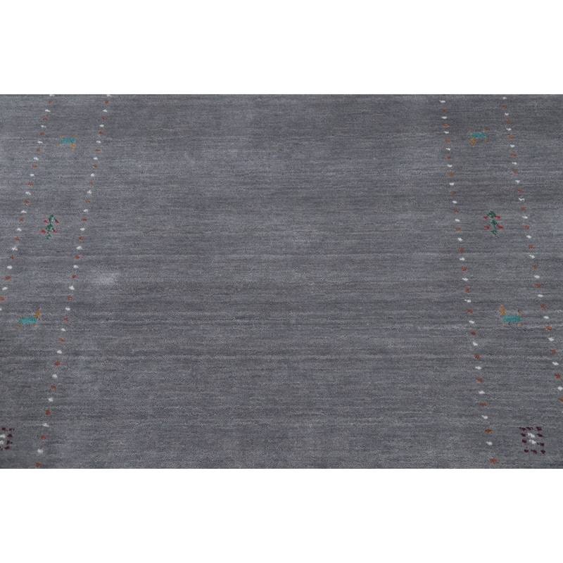 Handmade Gray Gabbeh Oriental Accent Rug Geometric Carpet - 5' 7'' X 4' 1''