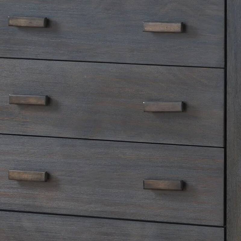 Biom Tall Dresser Chest, 5 Drawers, Charcoal Brown Solid Hardwood