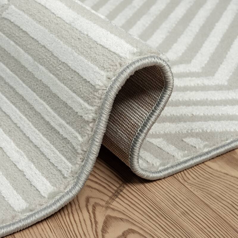 Abani Neutral NTL140 Lines Area Rug
