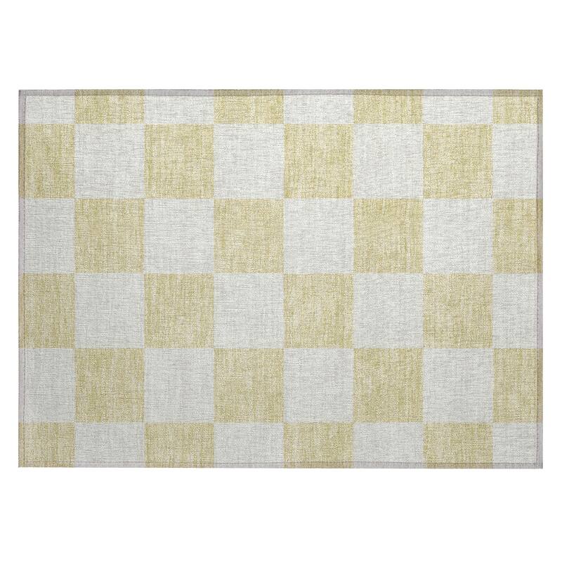 Machine Washable Indoor/ Outdoor Modern Checker Chantille Rug