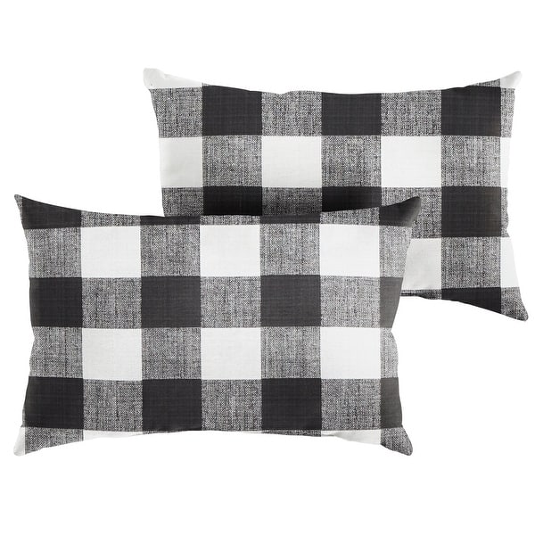 Humble Haute Black Buffalo Plaid Indoor Outdoor Lumbar Pillow Set Of 2 Overstock 21033830