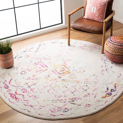 SAFAVIEH Tulum Hinnertje Rustic Moroccan Boho Tribal Distressed Rug - 6'7" Round
