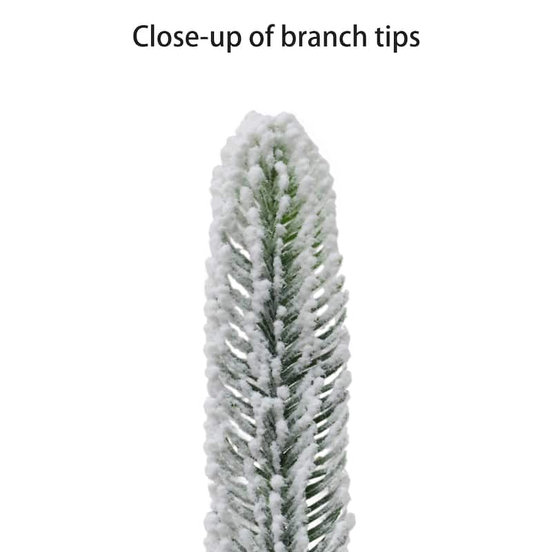 Puleo International 7.5' Pre-Lit Slim Flocked Aspen Fir Artificial Christmas Tree