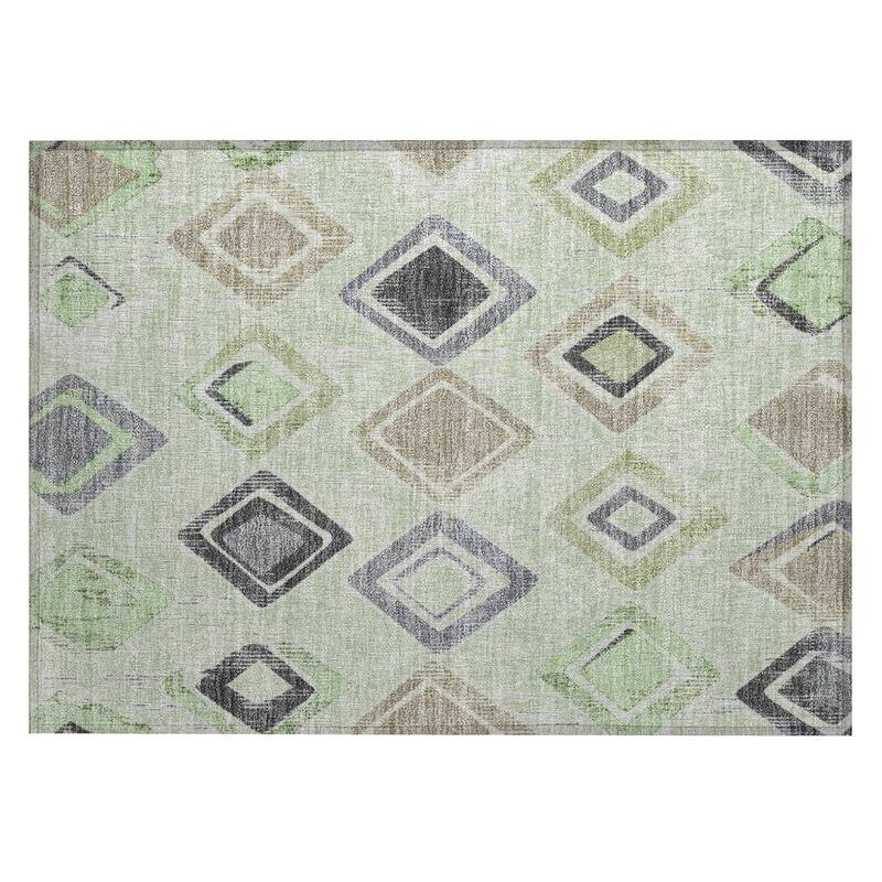 Machine Washable Indoor/Outdoor Diamond Contemporary Chantille Rug