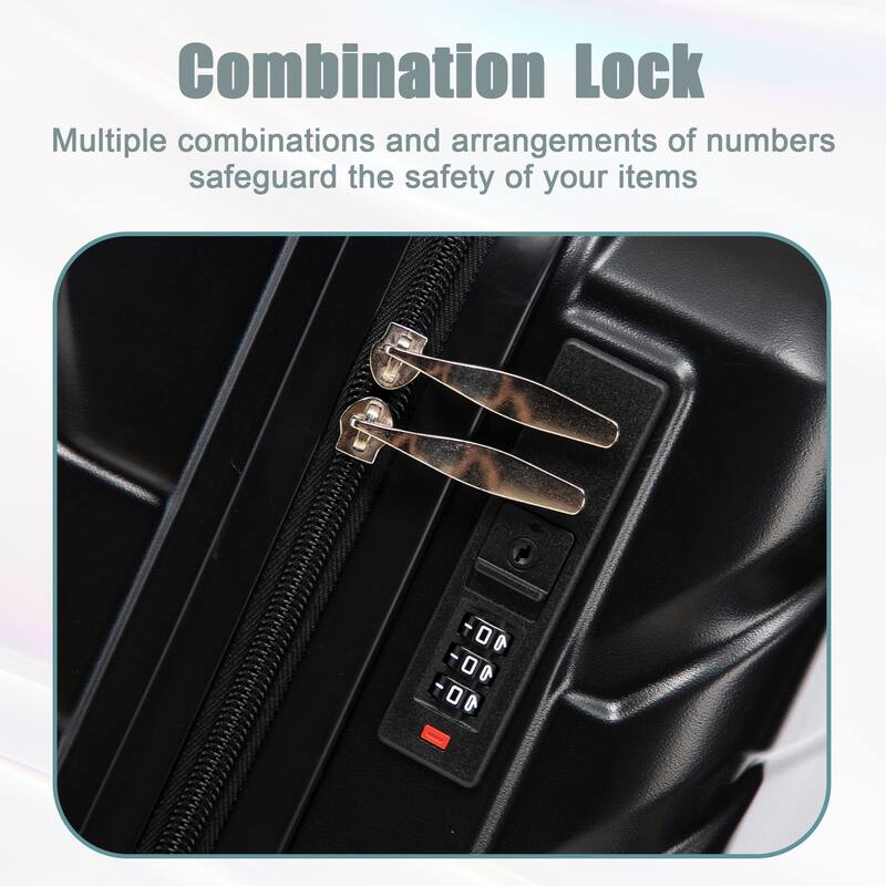 14In 20In 2 pcs in ABS Spinner Wheel Luggage, with Combination Lock,14" Cosmetic Case