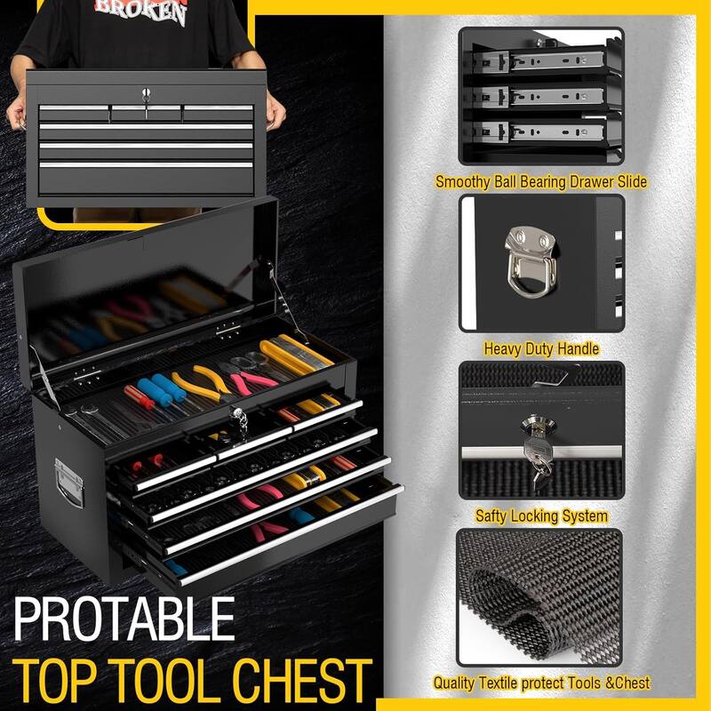 8-Drawer Rolling Tool Storage Cabinet with Detachable Top Tool Box
