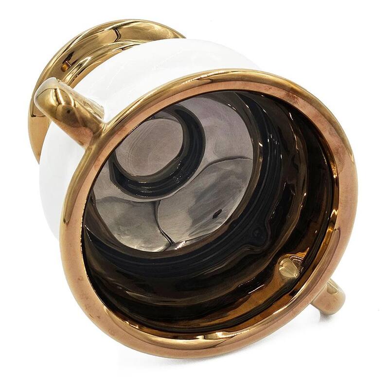 7" White And Gold Ceramic Amphora Urn - 9.80