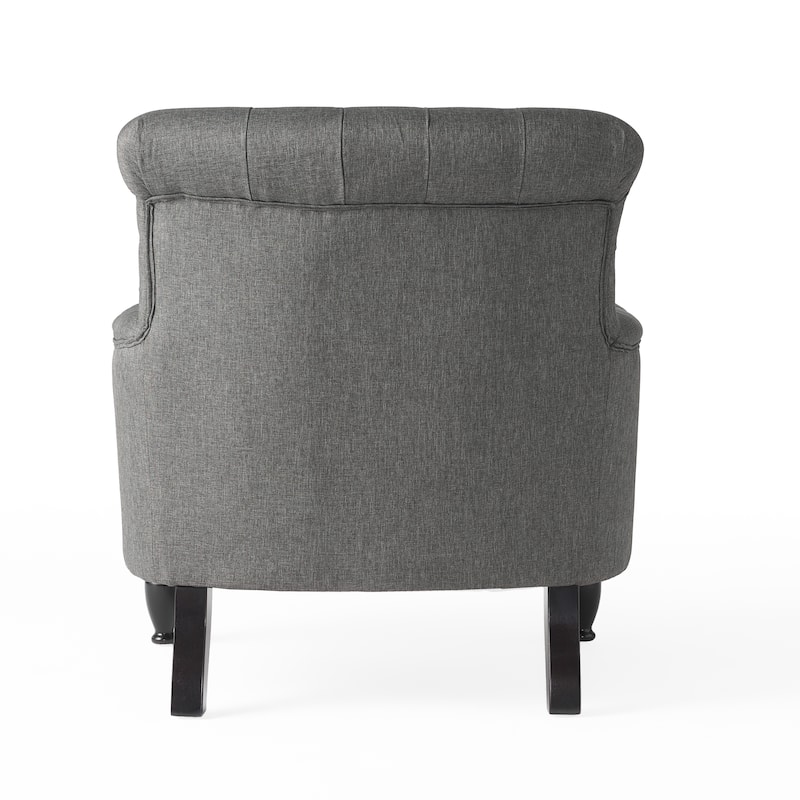 Modern 33.5" Upholstered Club Chair with Wood Legs and Button Tufted Cushions