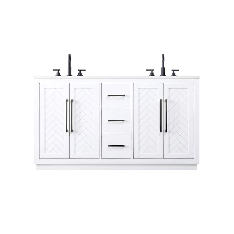Elegant Lighting VF29060D Chase 60" Free Standing Double Basin Vanity - White