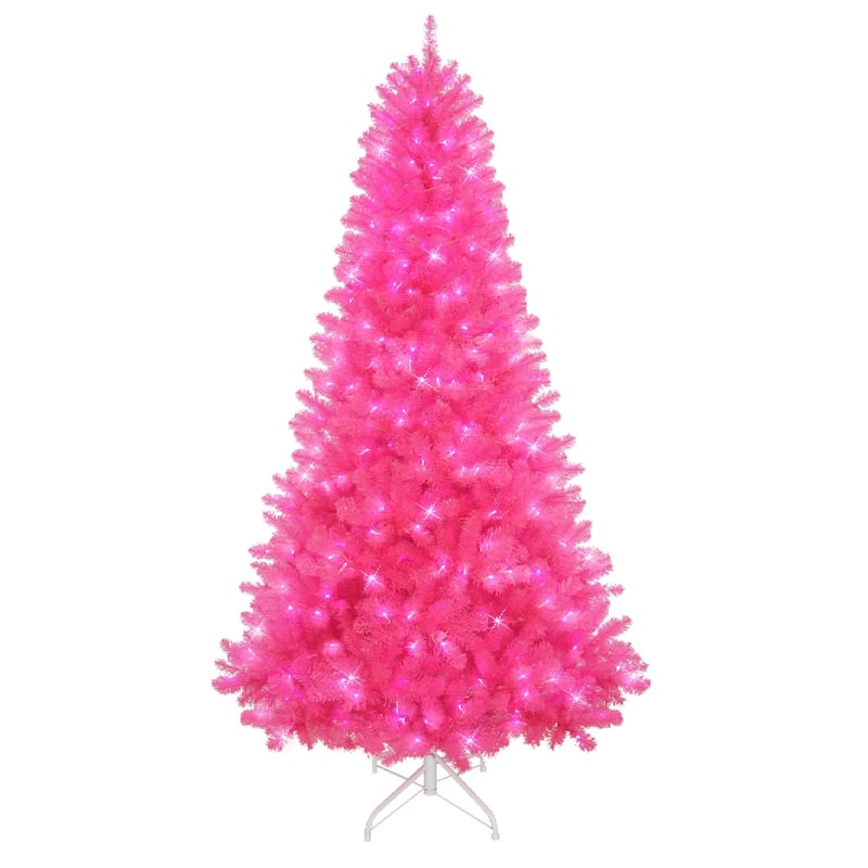 7.5' Pre-lit Dark Green PVC/Hardneedle Tree