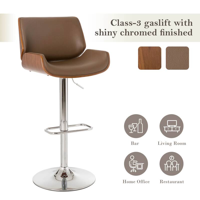 Glitzhome Set of 2 or 4 Modern Height Adjustable Faux Leather Swivel Bar Stools