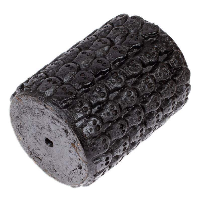 Novica Handmade Rows Of Dark Skulls Ceramic Flower Pot