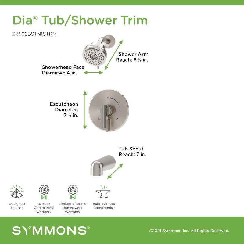 Symmons S3592B15TRM Dia HydroMersion Tub and Shower Trim Package with