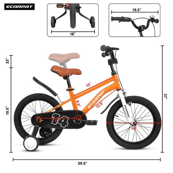 dimension image slide 3 of 7, Easy-Assemble Kids Bike with V-Brake, Steel Frame & Reflectors for Ages 3-8