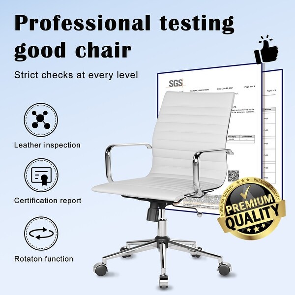 CAROCC Ribbed Computer Office Chair Swivel Lift tilt function Ergonomic Premium Leather Desk Armchair On Sale Bed Bath Beyond 32408081