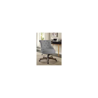 Office Chair Adjustable, Tufted Back, Wood Base, Rolling Desk Chair, Home Office Chair, Gray