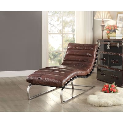 Edwina Vintage Dark Brown and Stainless Steel Armless Chaise