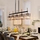 preview thumbnail 2 of 20, Kasy Modern 5-Light Linear Chandelier Textured Glass Kitchen Island Light Art Deco
