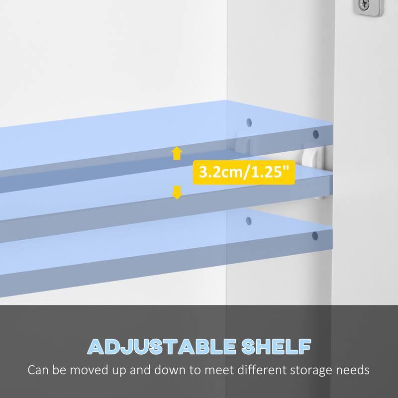Wall-Mounted LED Mirror Cabinet with 3 Adjustable Shelves and USB Powered 6500K White Light - 35.5" L x 6" W x 29.5" H