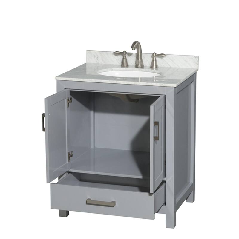 Wyndham Collection Sheffield 30" Freestanding Vanity Set with Hardwood