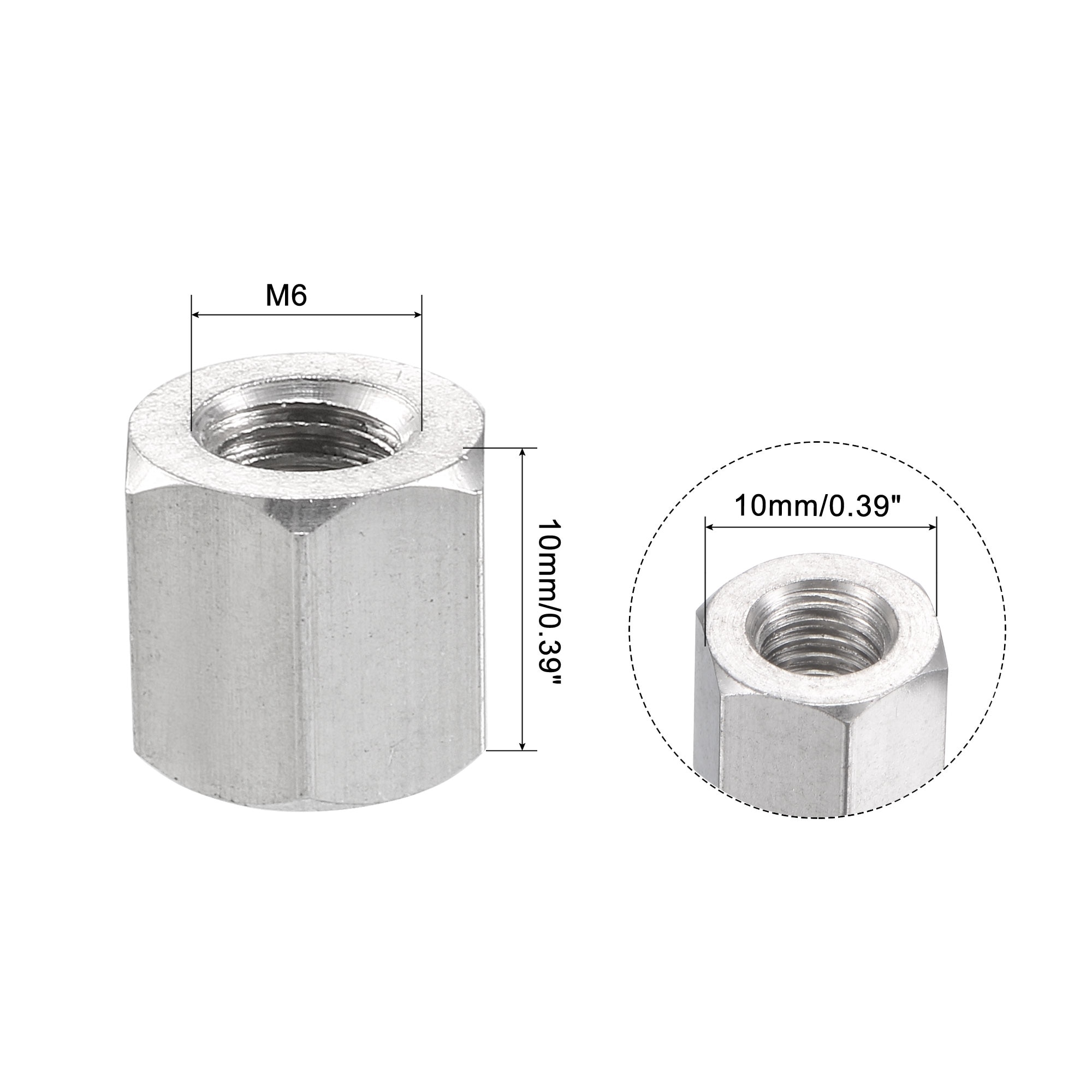 304 Stainless Steel Metric Hex Coupling Nut with Polishing Finish
