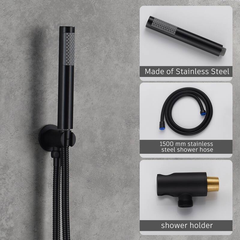 1-Spray Pattern 10-inch Round Wall Mount Shower System with Tub Faucet
