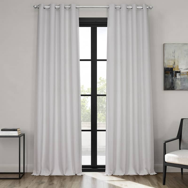 Exclusive Fabrics Grommet Textured Faux Linen Room Darkening Curtains for Bedroom & Living Room Curtains (1 Panel) - 50 X 84 - Oyster